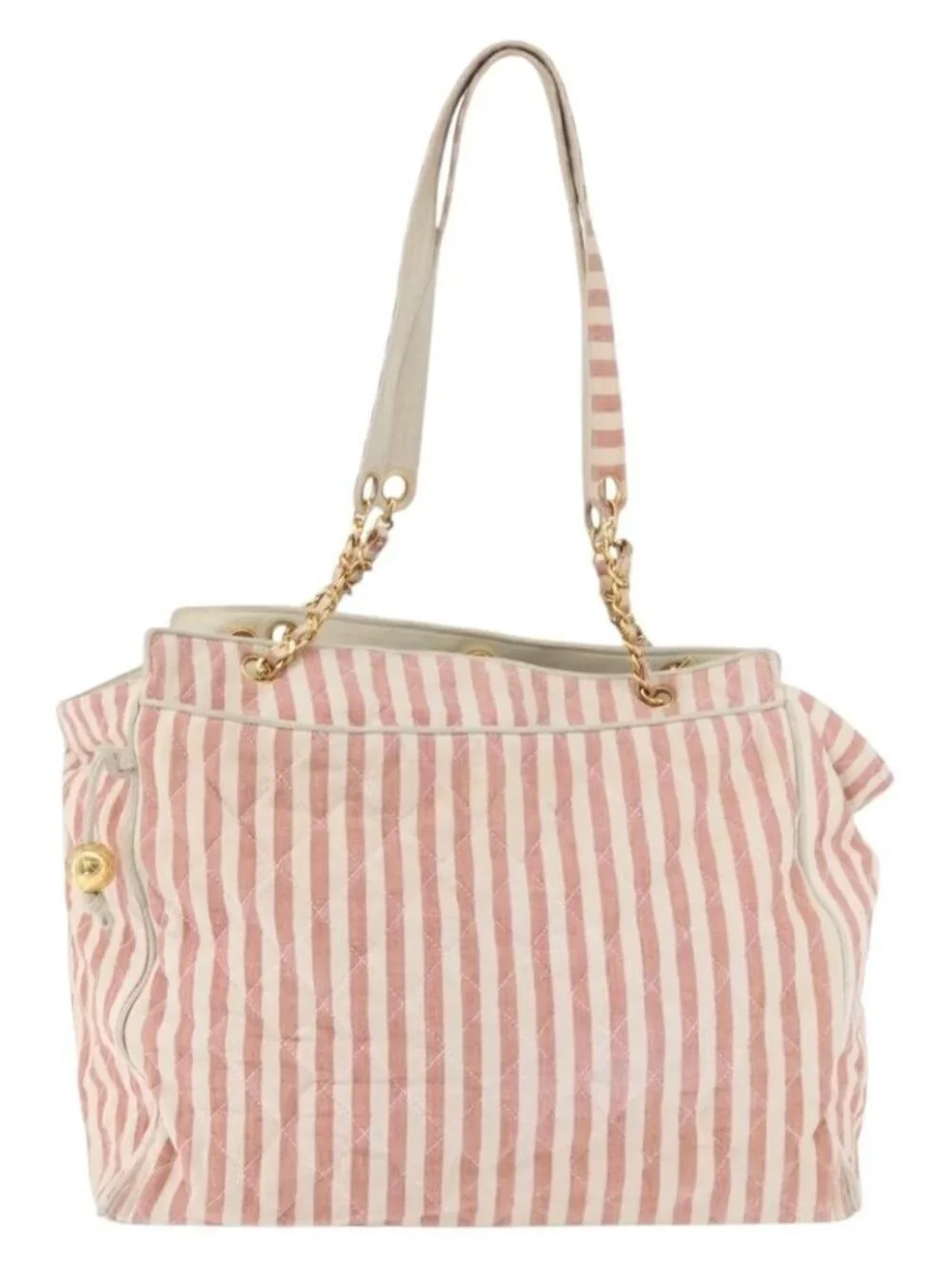 CHANEL Matelasse Shoulder Bag Canvas Pink Gold CC Auth 189308